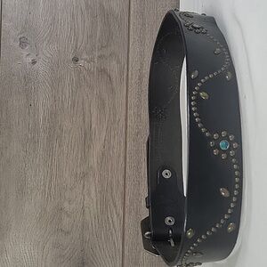 True Religion Studded Black Leather Belt Size 28